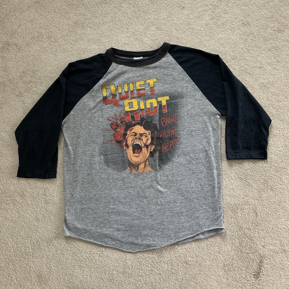 80s Quiet Riot Shirt Metal Health Bang Your Head 3/4 Sleeve Mackler Tag‎ S/M